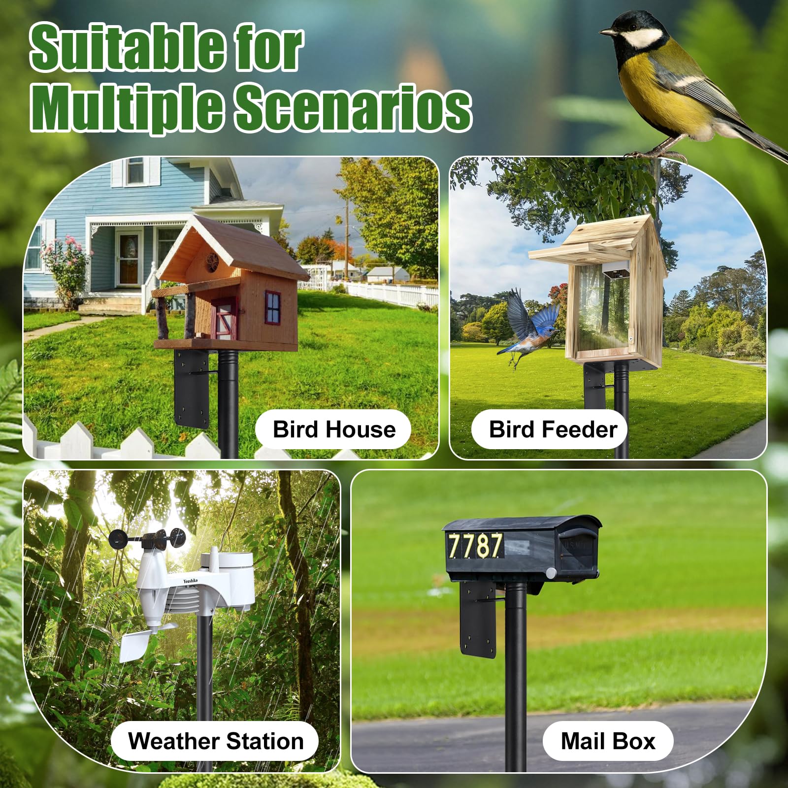 ETICSIPA bird pole yard-decor idea enhances outdoor spaces.