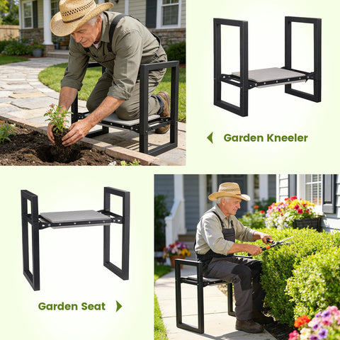 ETICSIPA foldable kneeler folds to a compact, portable bench.