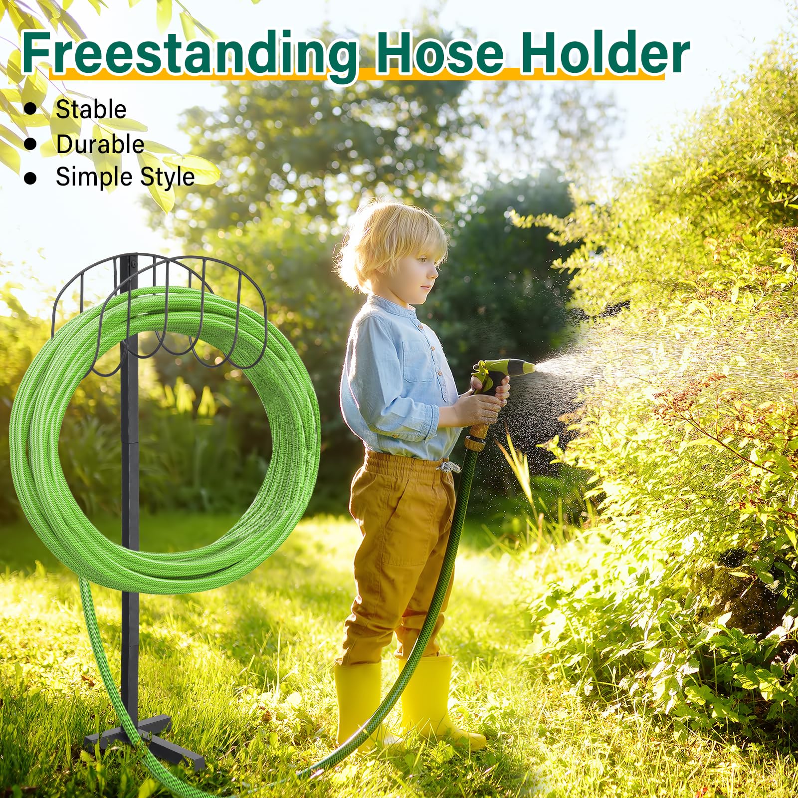 ETICSIPA free-standing hose rack—portable storage for garden setups.