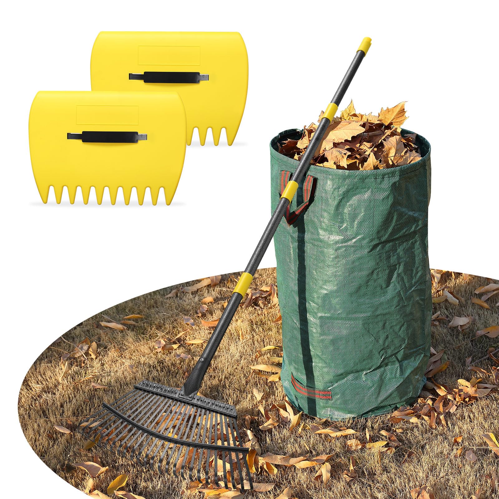 ETICSIPA leaf rake 18-inch wide with 25 tines for fast yard cleanup.