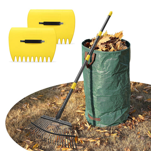 ETICSIPA leaf rake 18-inch wide with 25 tines for fast yard cleanup.