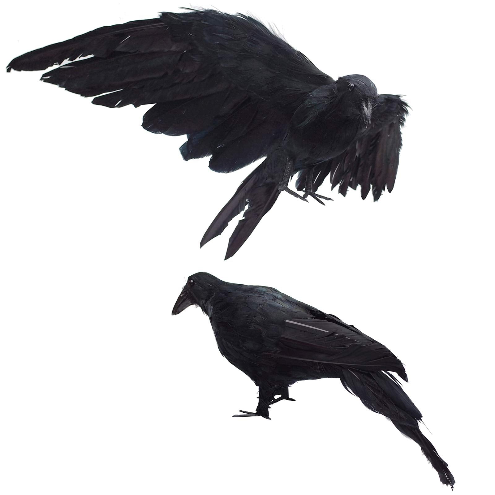 Etistta realistic crow on stand adds eerie realism to Halloween display