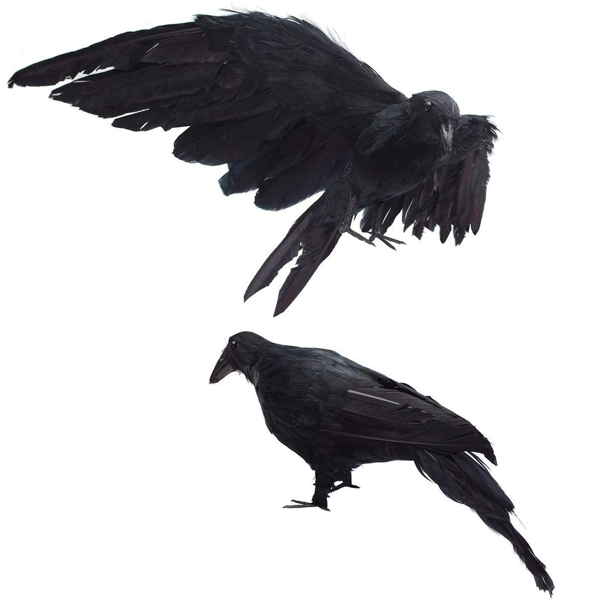 Etistta realistic crow on stand adds eerie realism to Halloween display