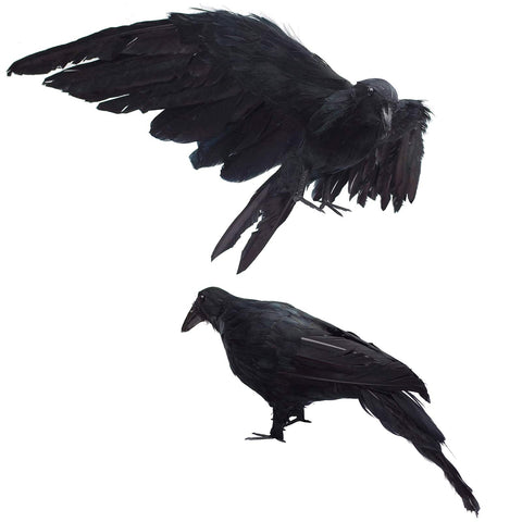 Etistta realistic crow on stand adds eerie realism to Halloween display