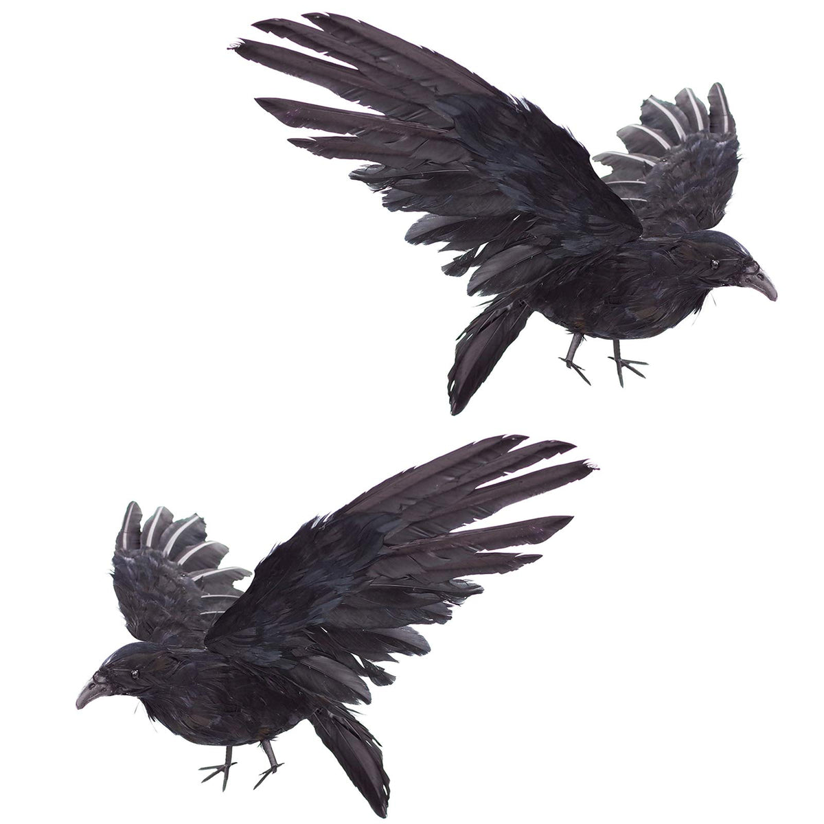 Etistta 2-pack realistic crows for outdoor display enhance Halloween ambience.