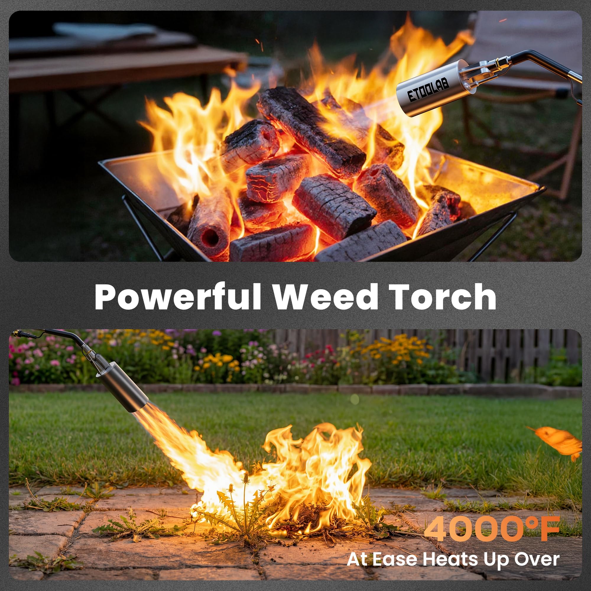 etoolab propane torch ergonomic handle supports comfortable use during long tasks.