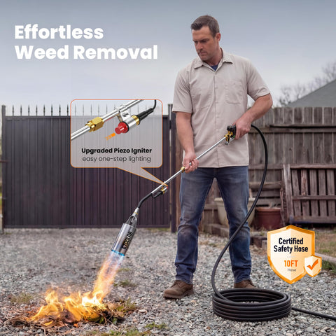 etoolab propane torch 10ft hose enables safer distance and control.