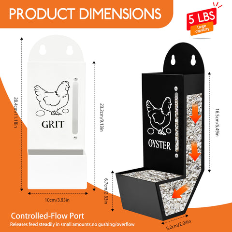 ETSSXYSO weatherproof oyster-shell feeder keeps feed dry during rain and sun.