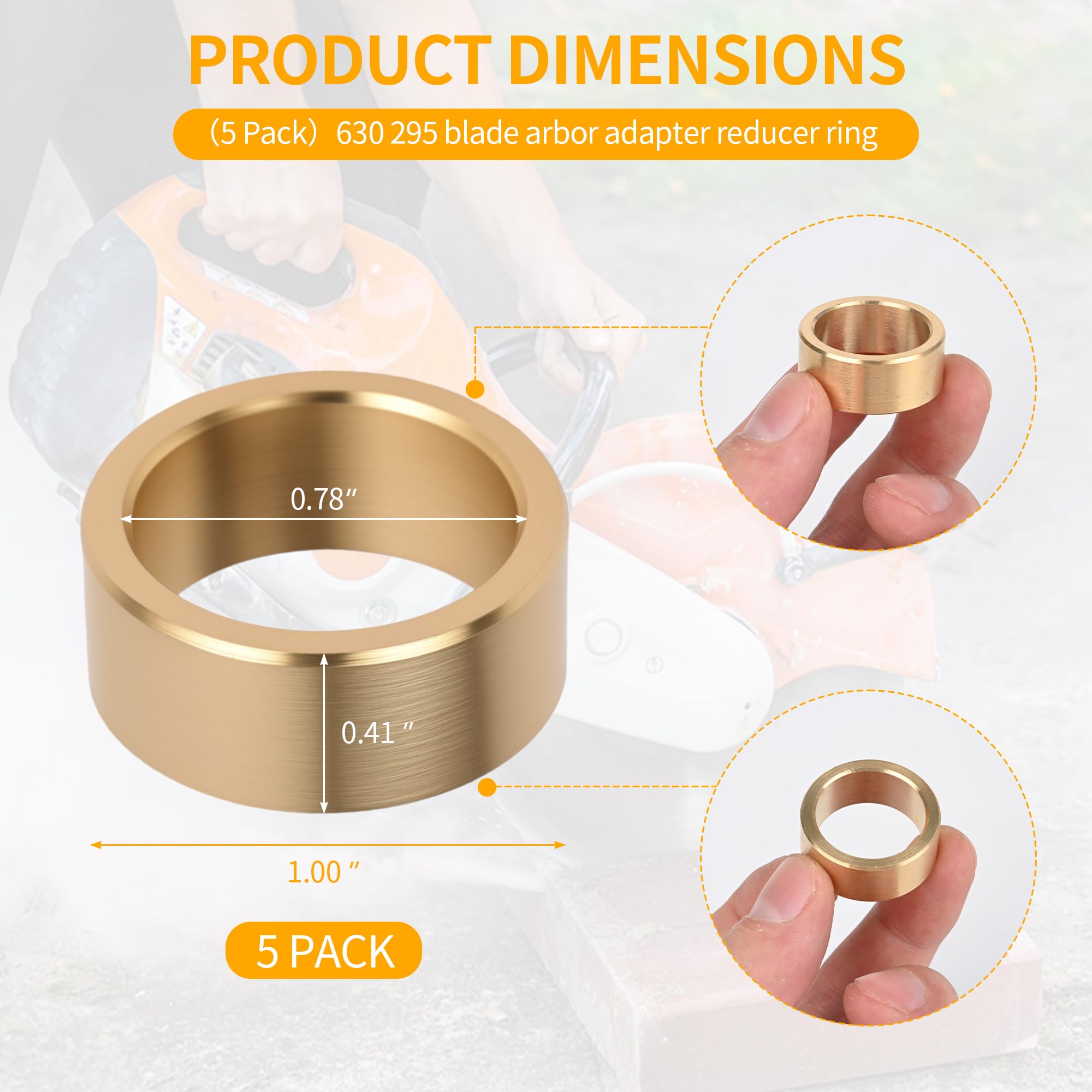 ETZ brass reducer ring in gold finish enhances durability and long-term wear resistance.