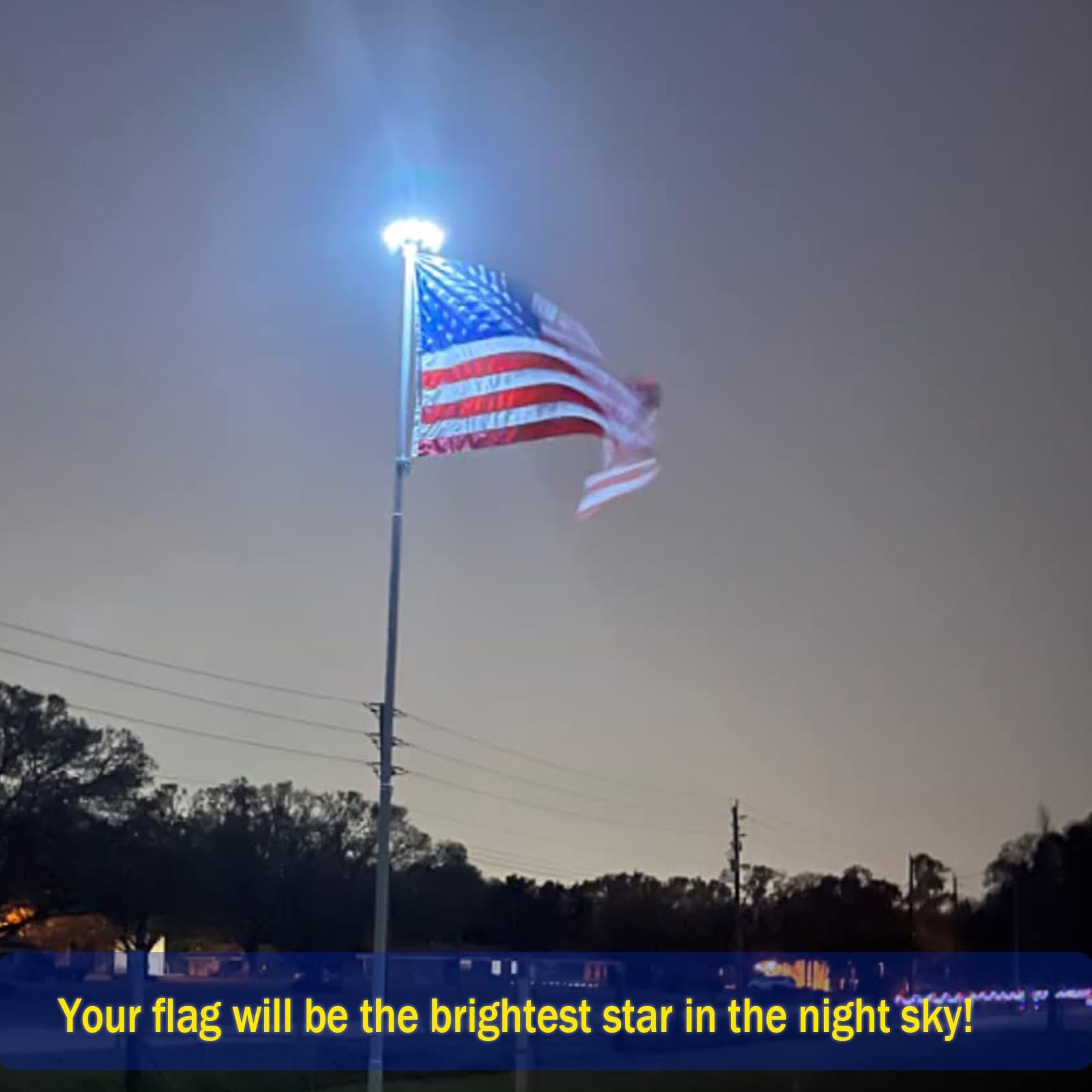 Etzeaxus long-night illumination enables hours of flag lighting after dusk.