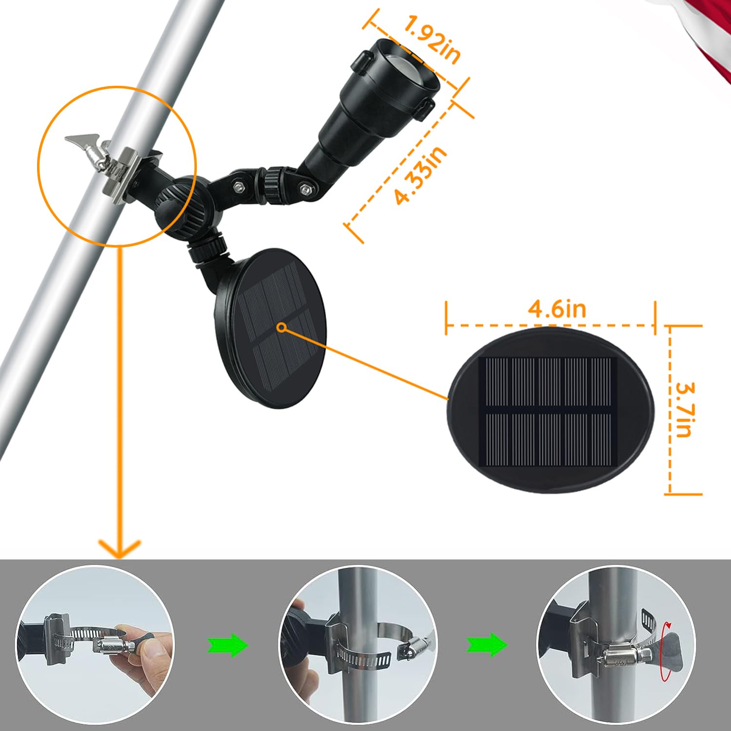 Etzeaxus solar flagpole light weatherproof outdoor use in all seasons