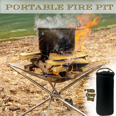 Eubeneortho fire pit folded compact for easy transport and storage.
