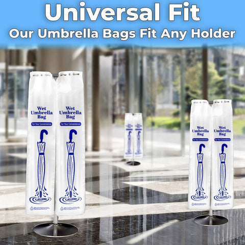 EUCATUS bulk 500-pack umbrella bags provide cost-efficient stock for busy entrances.