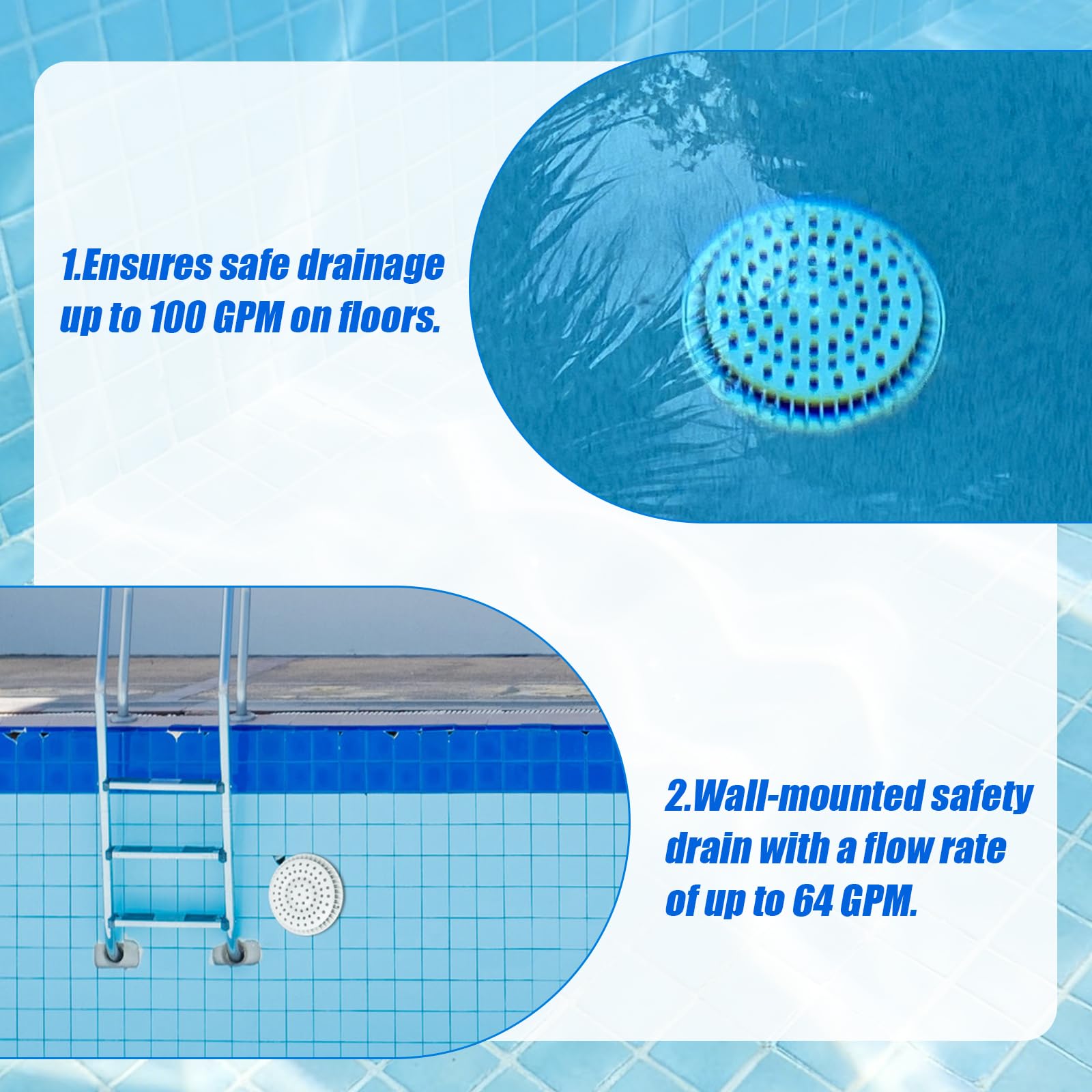 Eudaimonia includes two drain cover sets with mounting screws