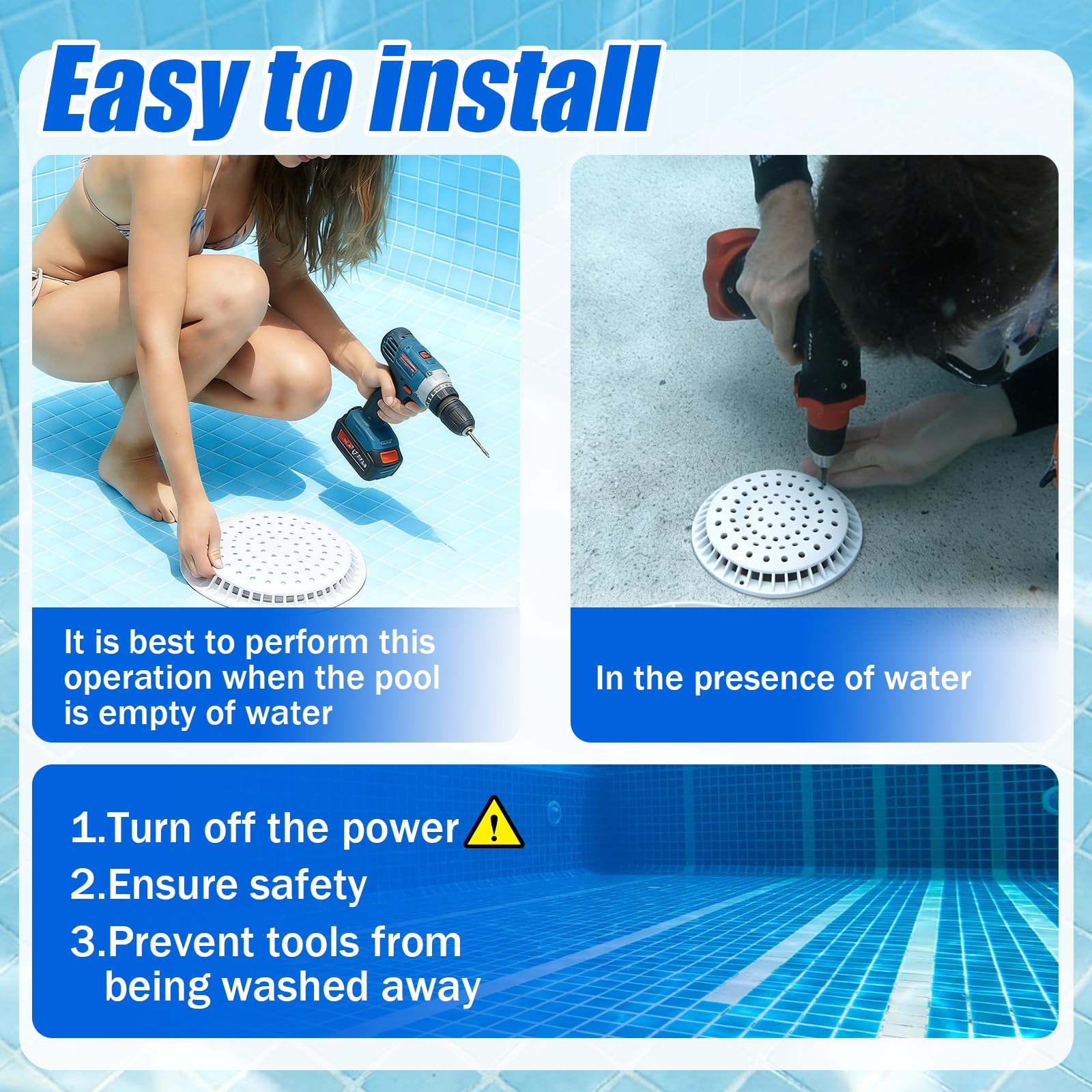 Eudaimonia installation tip: best with an empty pool for easier mounting