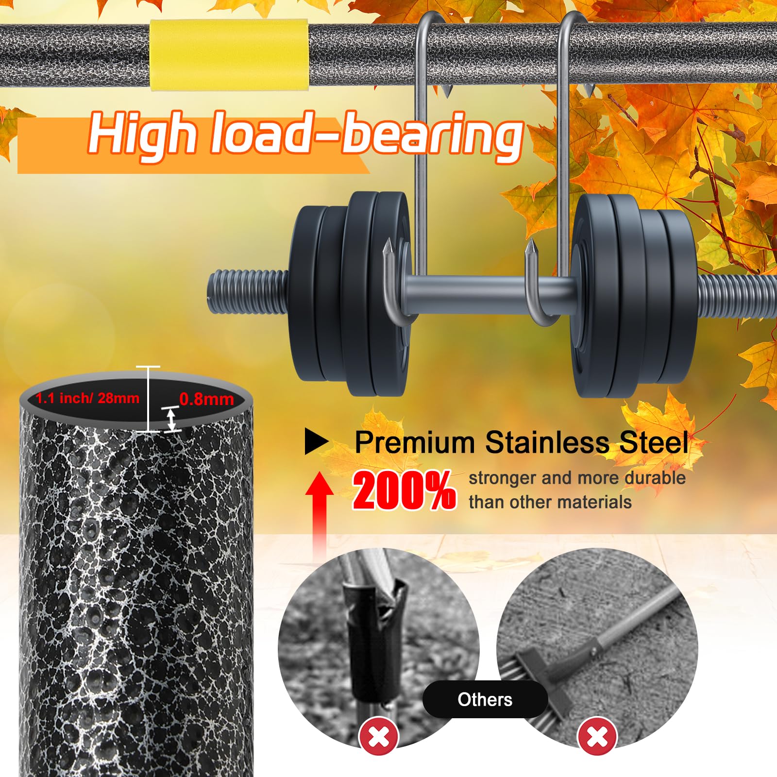 EUIJOIP 25-metal-tines deliver sturdy performance for pine needles and debris.
