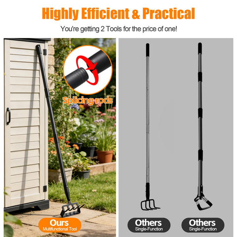 EUIJOIP 2-in-1 garden tool combines hoe and tiller for efficient bed preparation