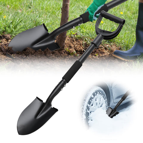 EUIJOIP 31-inch shovel head close-up showing a narrow design for raised beds