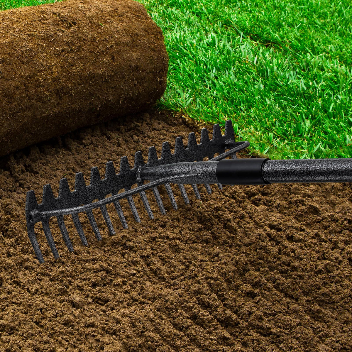 EUIJOIP 49-inch rake with double-sided head for versatile cleanup