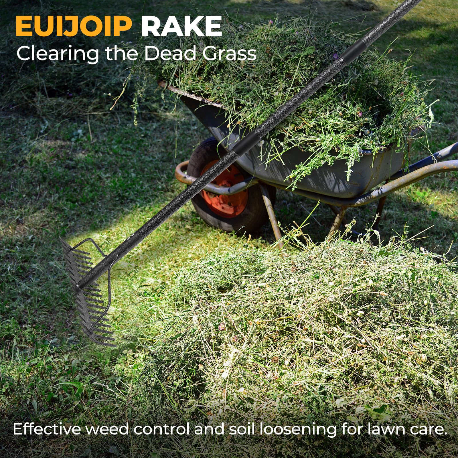EUIJOIP 49-inch rake lightweight design reduces fatigue