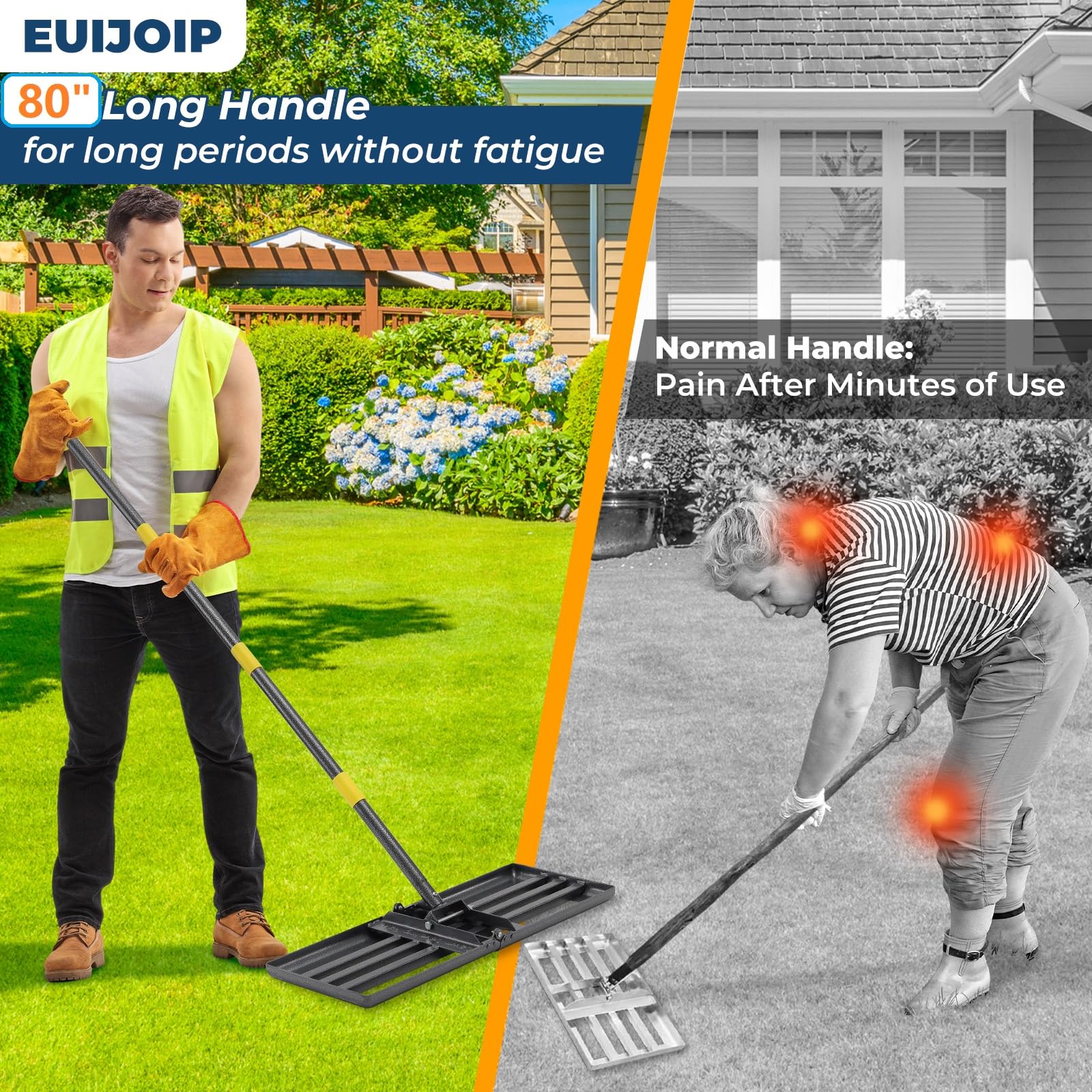 EUIJOIP 80-inch adjustable handle provides comfortable range for taller and shorter users