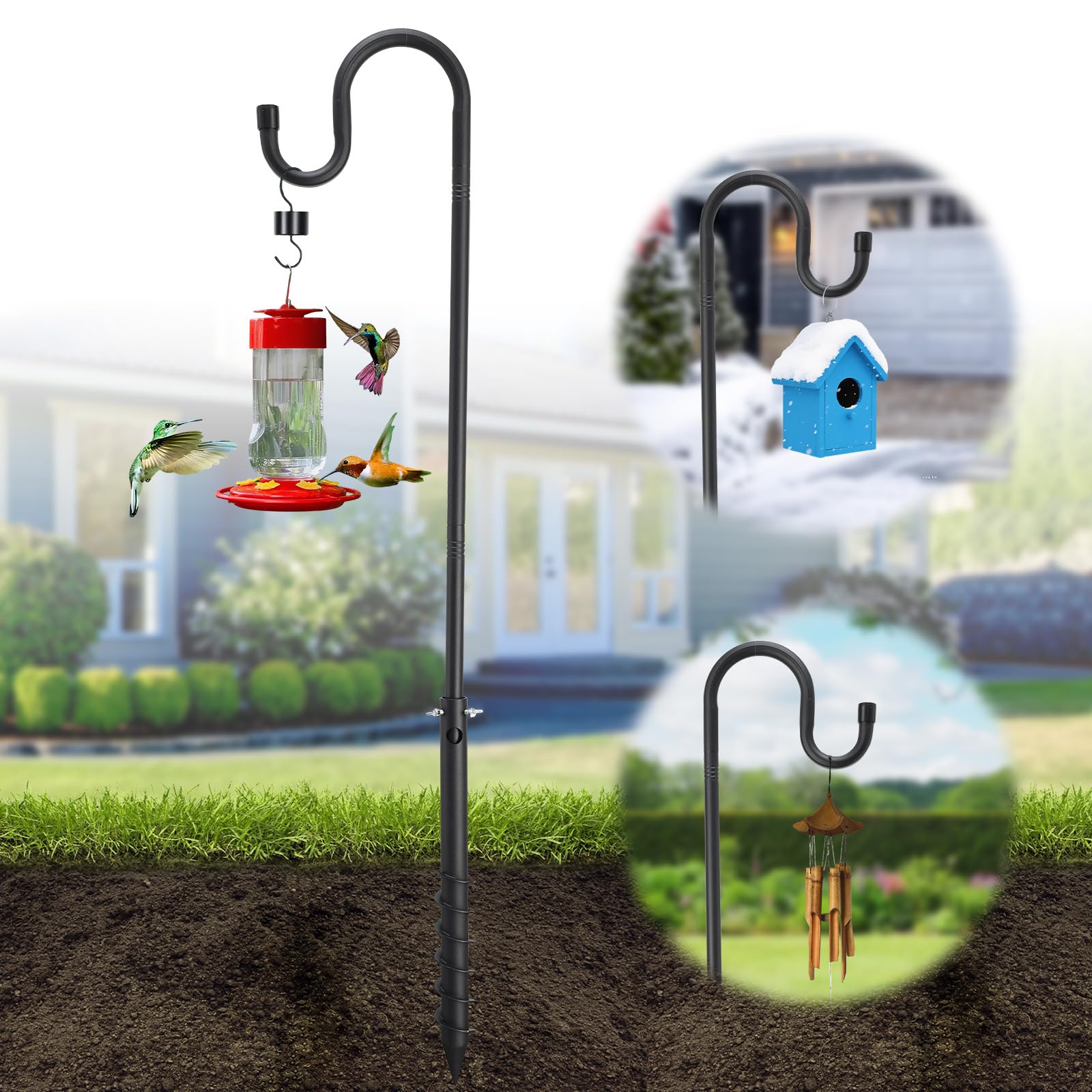 EUIJOIP bird feeder pole 108-inch long, ideal for yard feeders.