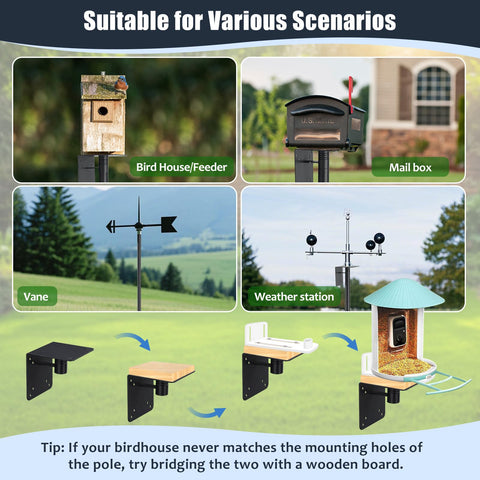 EUIJOIP Bird Pole heavy-duty 1.2-inch diameter for wind resistance.
