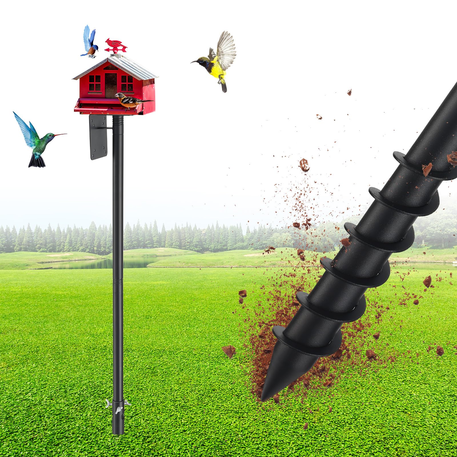 EUIJOIP Bird Pole with adjustable height for flexible garden mounting.