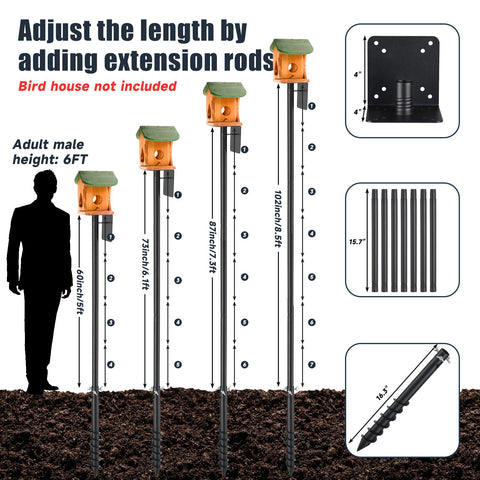 EUIJOIP Bird Pole installation kit includes rods, brackets, and screws.