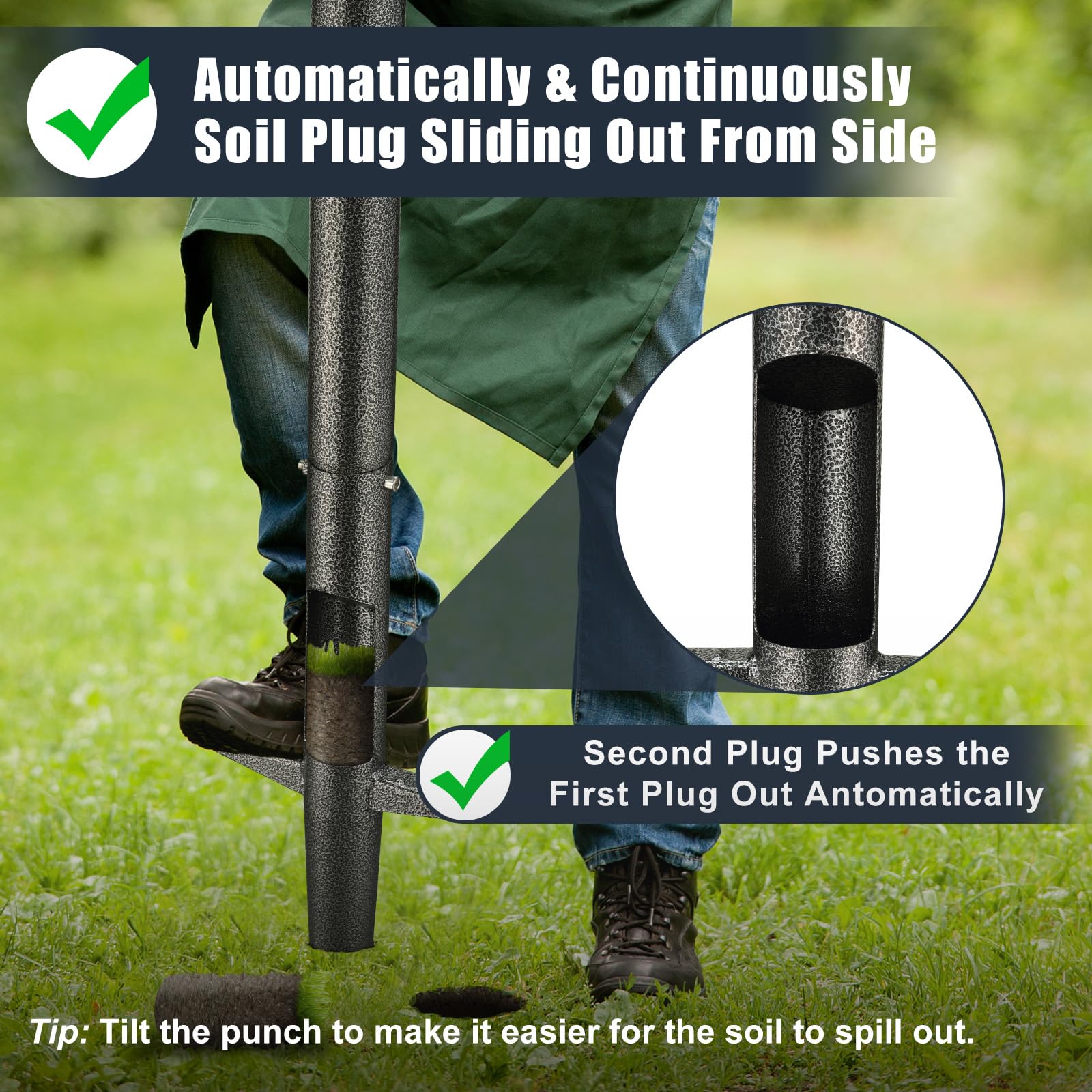 EUIJOIP Bulb Planter Tool depth adjustment enables precise spacing.