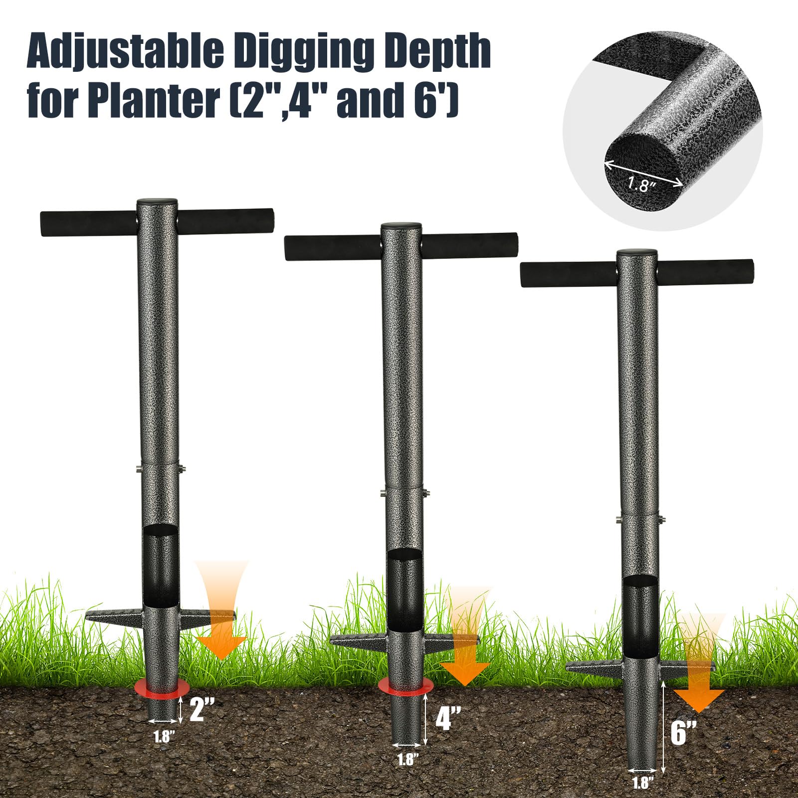 EUIJOIP Bulb Planter Tool high-carbon steel with anti-rust coating.