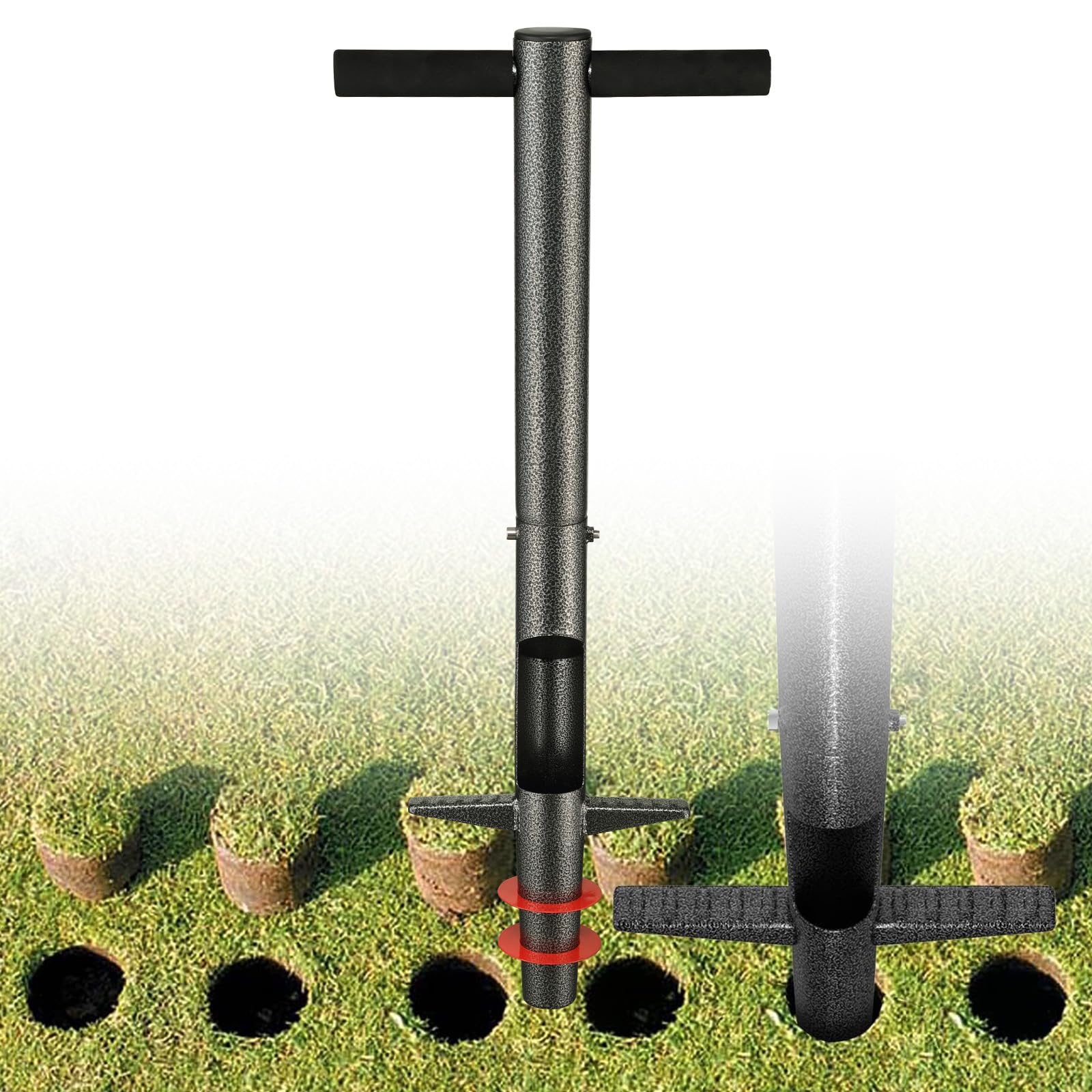 EUIJOIP Bulb Planter Tool long-handle design enables ergonomic standing planting.