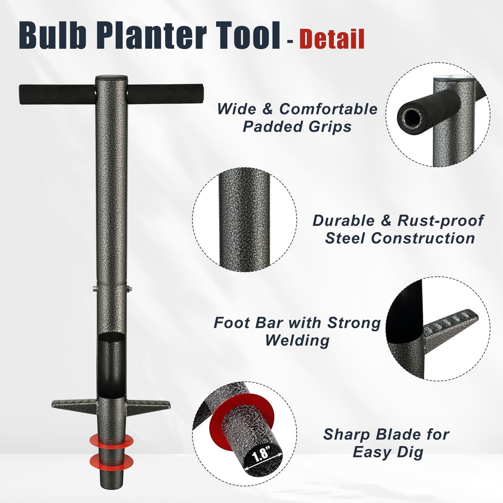 EUIJOIP Bulb Planter Tool multi-use for transplanting and weed control.