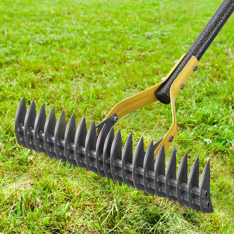 EUIJOIP dethatching rake 70in metal frame for deep lawn dethatching and soil loosening