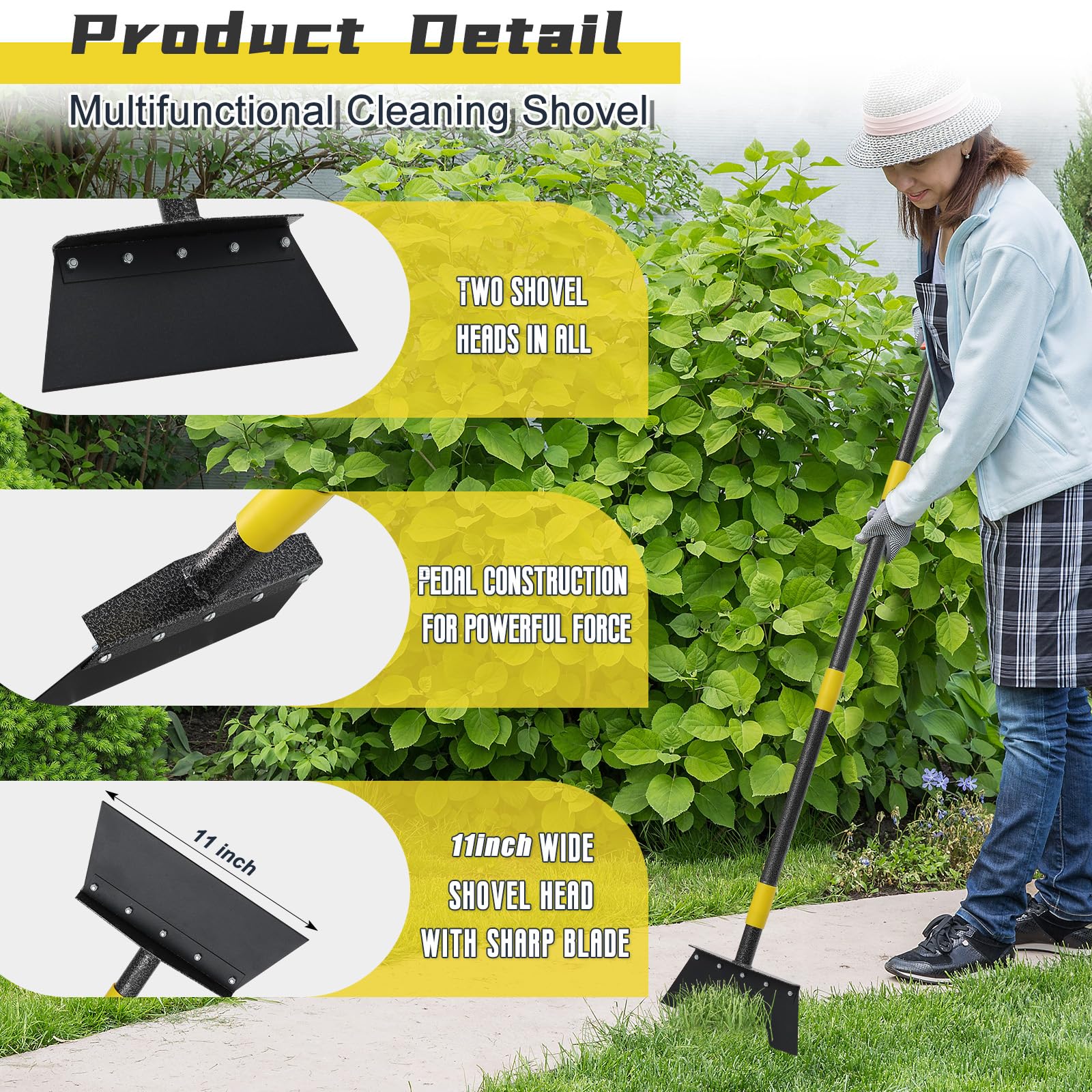 EUIJOIP ergonomic long-handle design reduces strain during extended garden use.