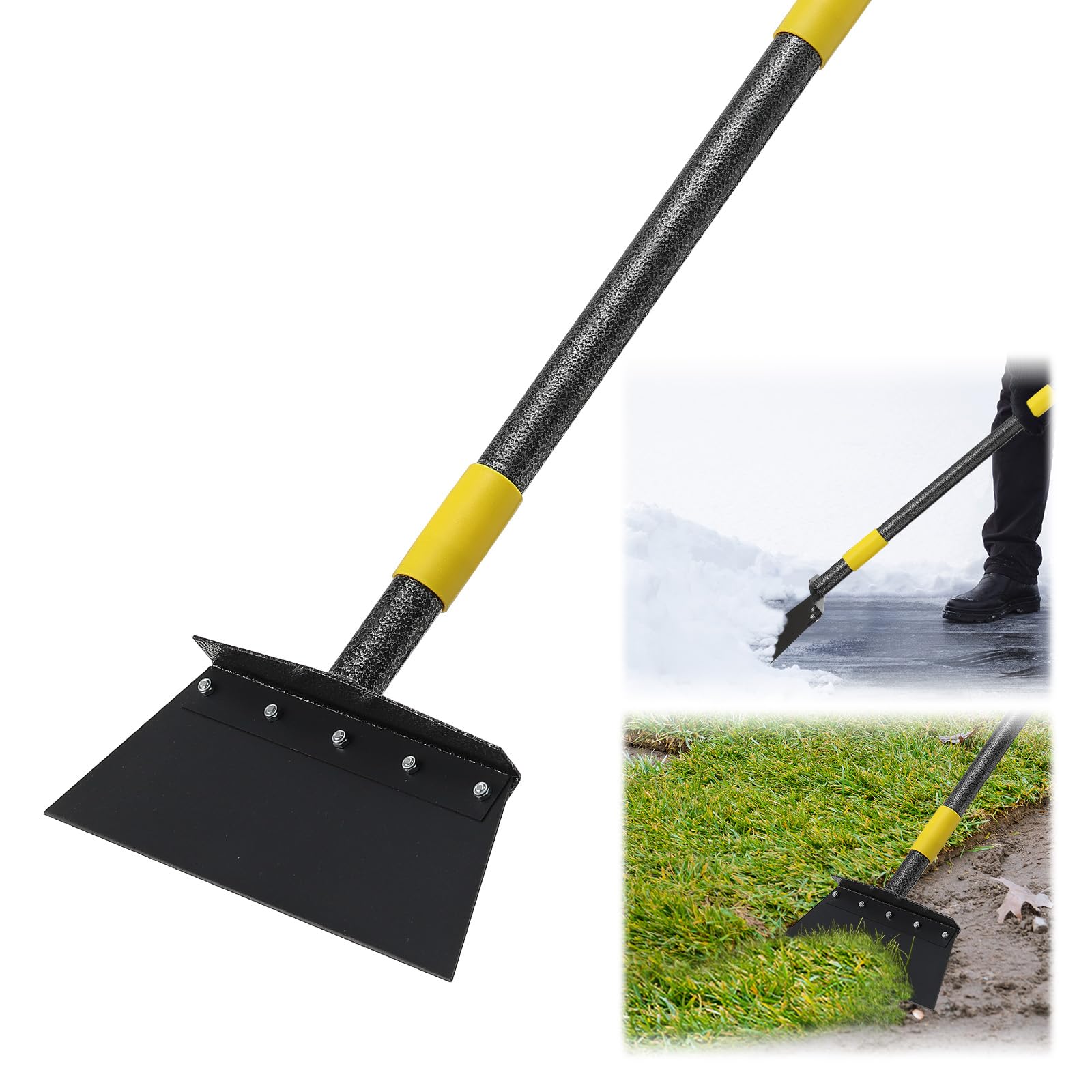 EUIJOIP flat shovel with 88-inch handle for comfortable garden use.