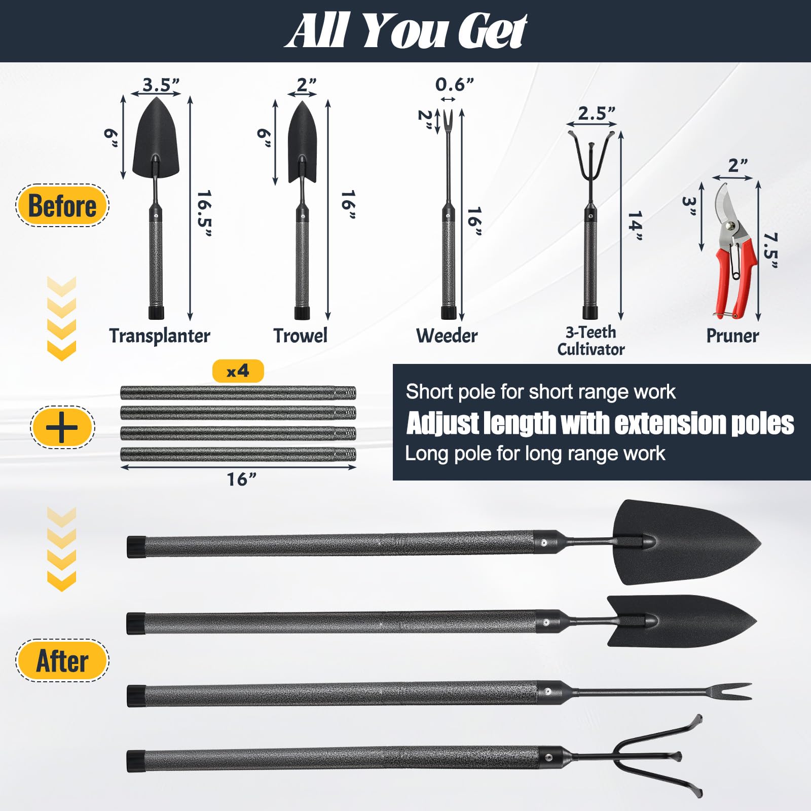EUIJOIP garden tool set hand rake for loosening soil and seedbed prep.
