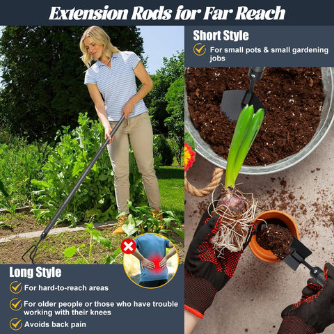 EUIJOIP garden tool set stainless steel construction for lasting durability.