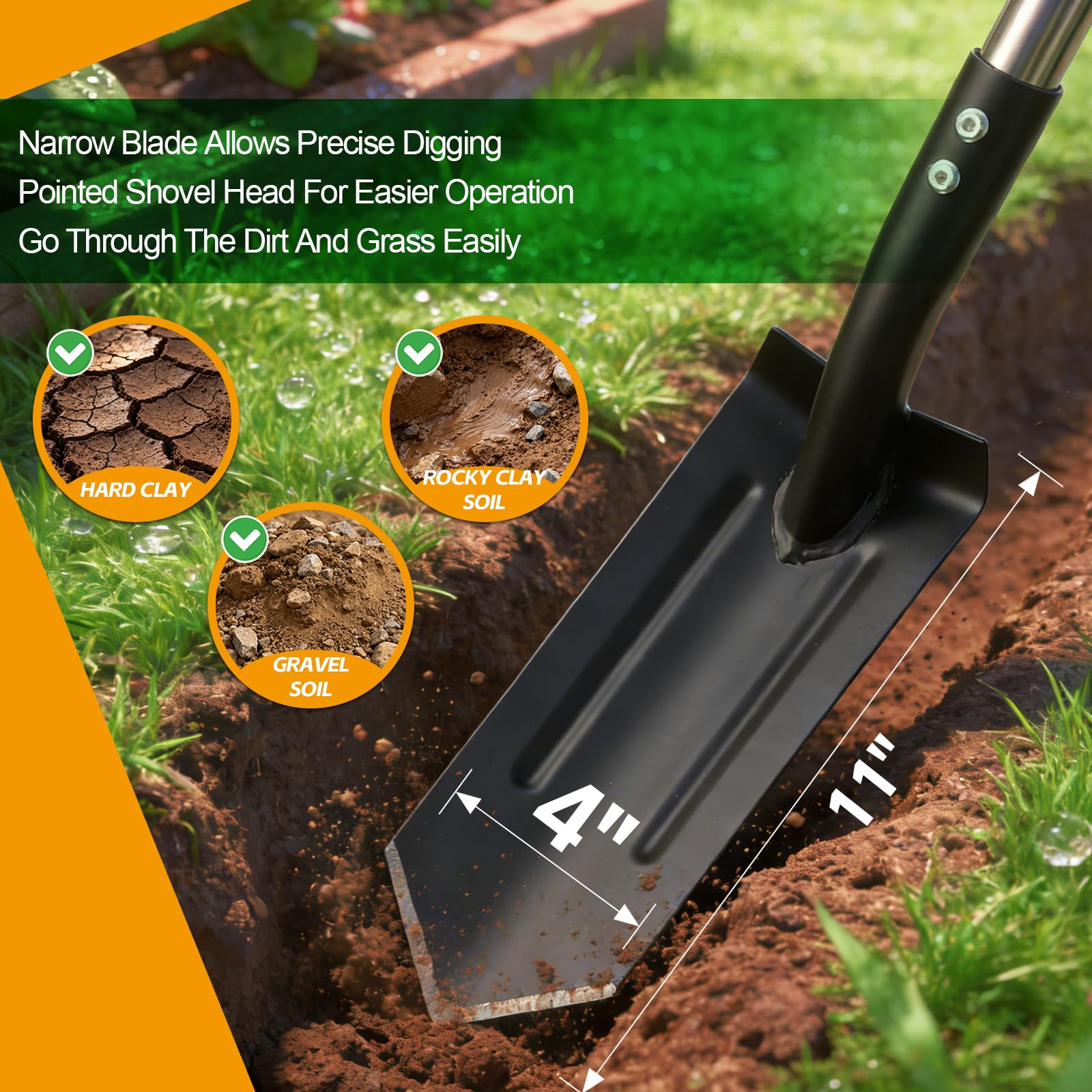 EUIJOIP heavy-duty forged-metal construction withstands tough soils.