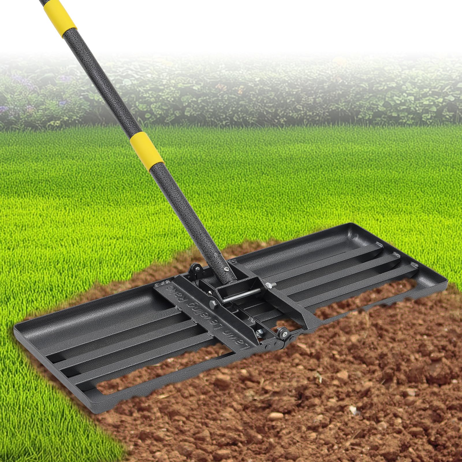 EUIJOIP heavy-duty lawn leveling rake with 30x10 head for faster smoothing.