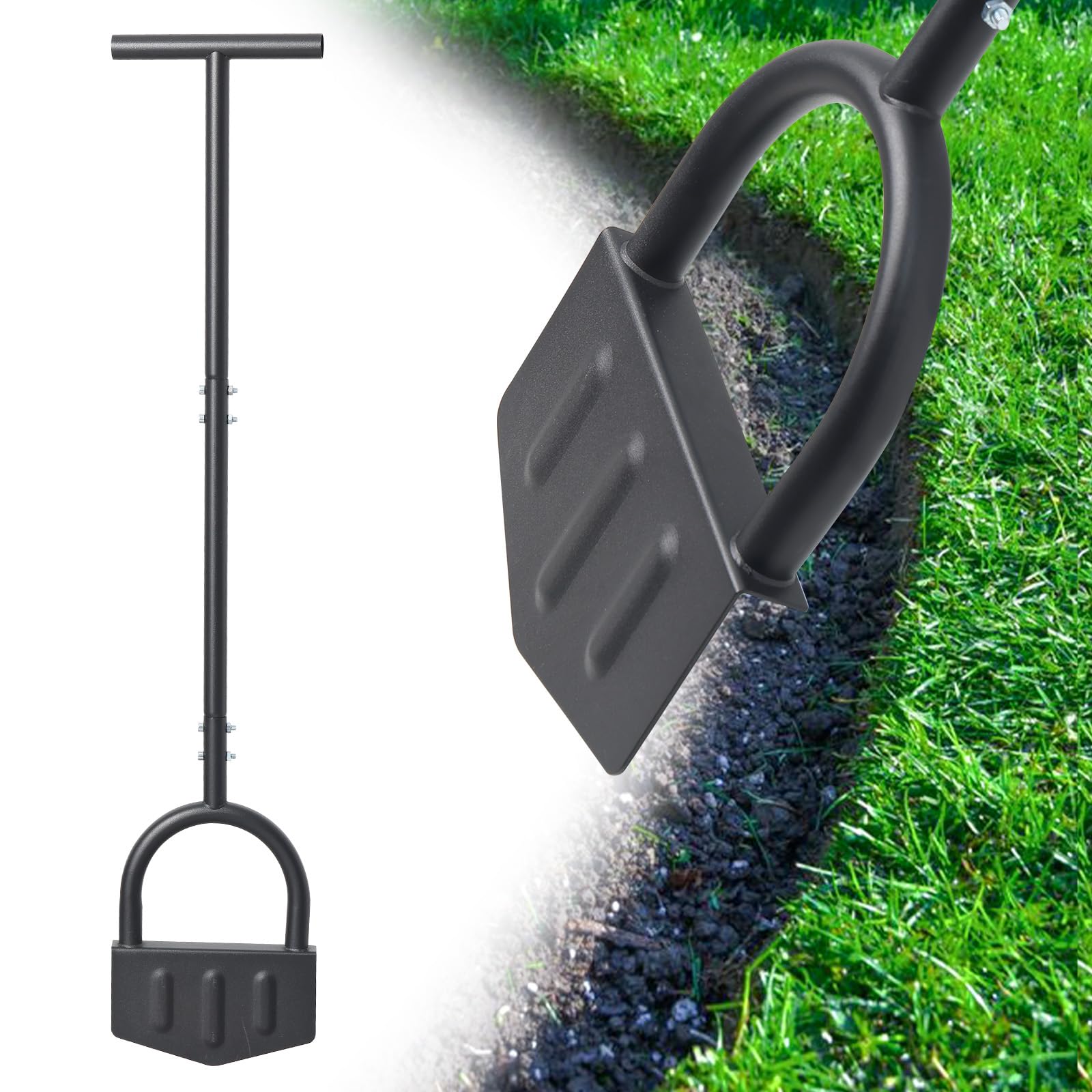 EUIJOIP heavy-duty manual grass edger showing 39-inch reach for precise borders.