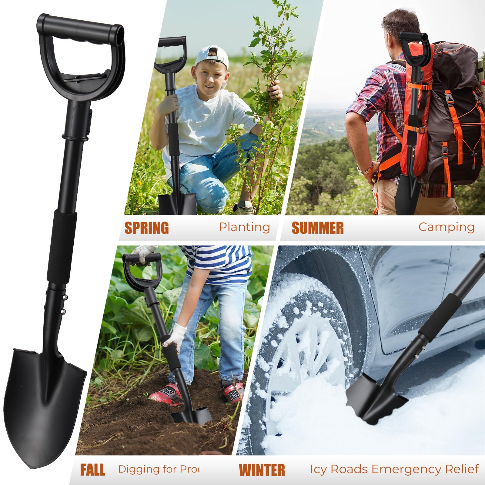EUIJOIP lightweight shovel at 2.4 lbs eases lifting and maneuvering