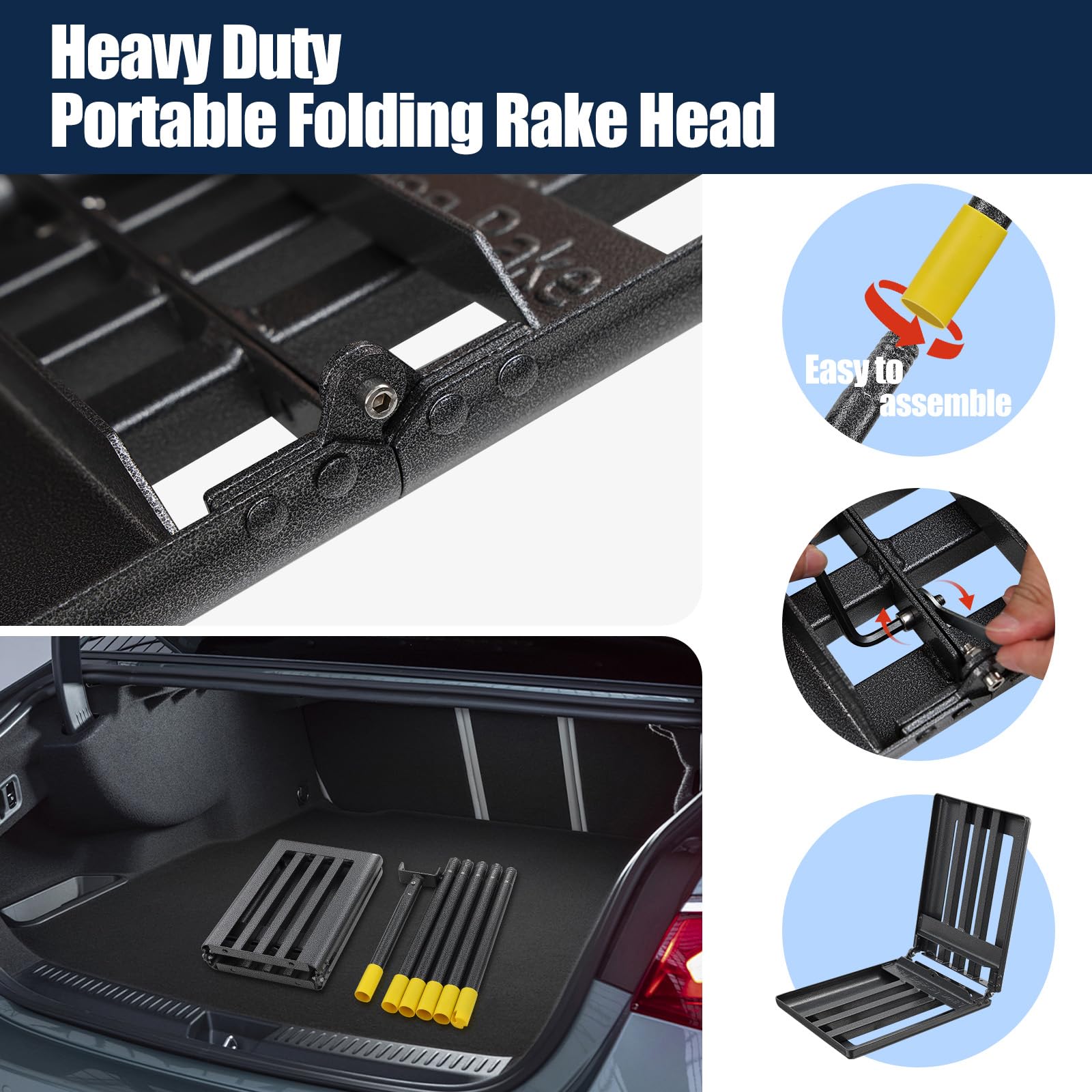 EUIJOIP multi-function rake for topsoil, leveling, and seeding tasks