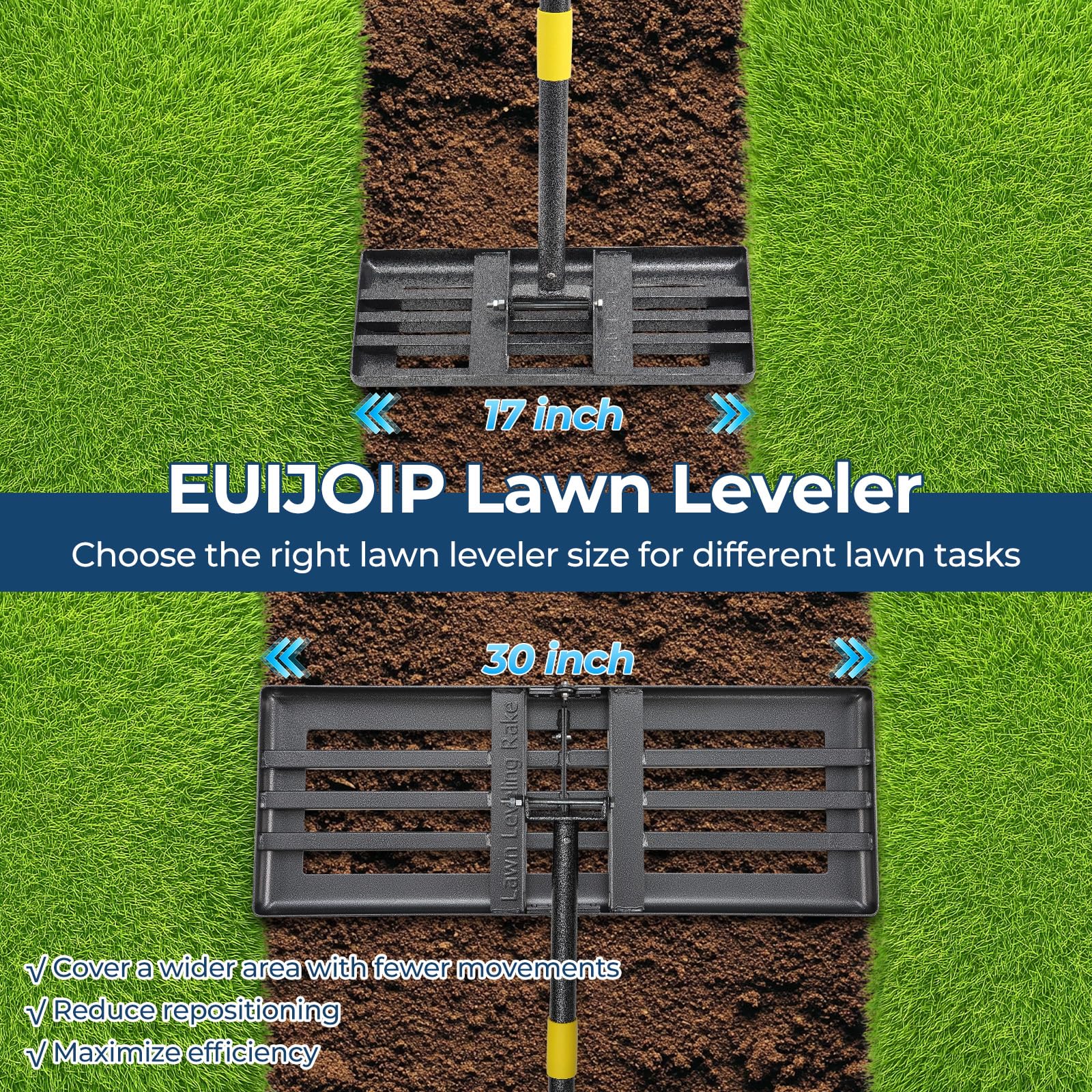 EUIJOIP versatile tool for leveling, topsoil, and fertilizer.
