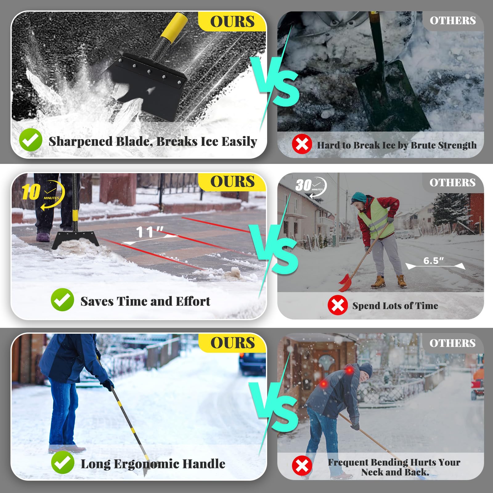EUIJOIP scraping blade removes stubborn debris from concrete joints and sidewalks.