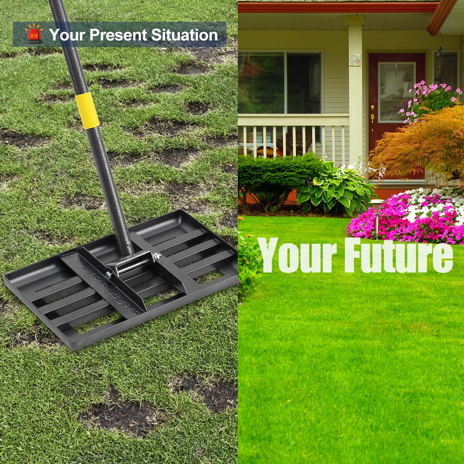 EUIJOIP sod prep and leveling rake for quick soil smoothing and prep