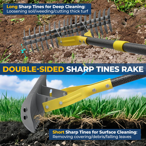 EUIJOIP Thatch Rake ergonomic handle reduces back strain during use