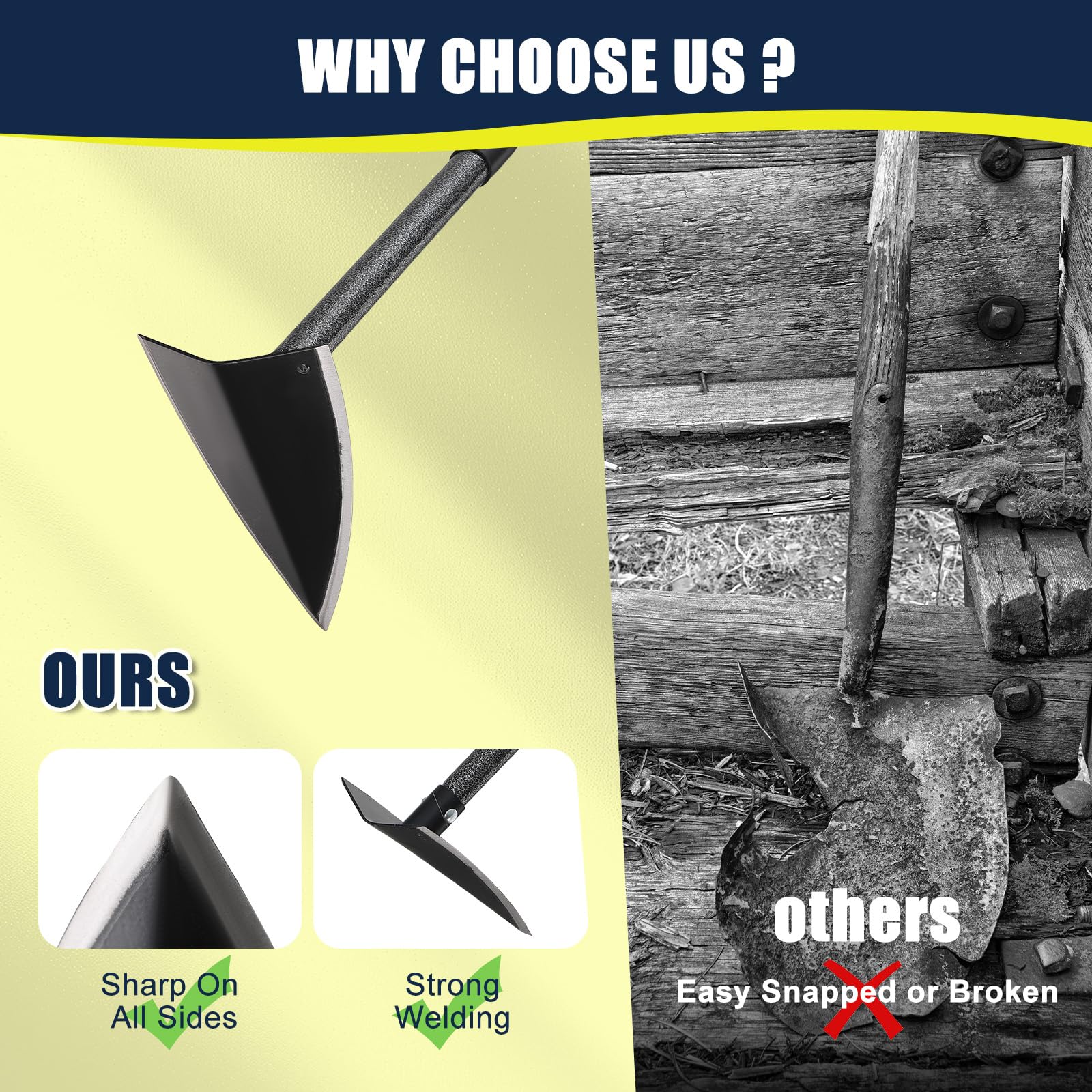 EUIJOIP thickened 2.5mm stainless blade ready for demanding digging