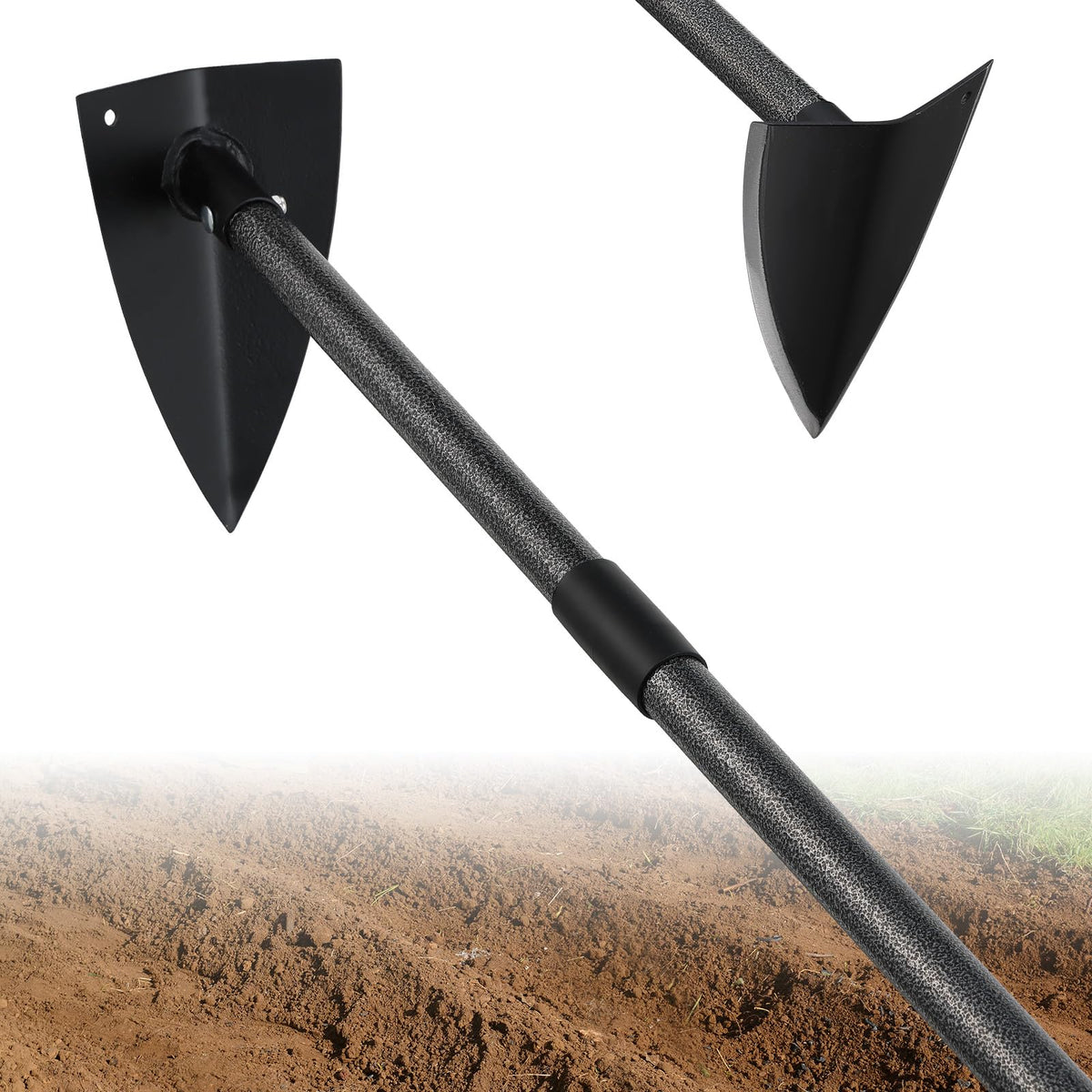 EUIJOIP triangular hoe head closeup showing precision blade for tough soil