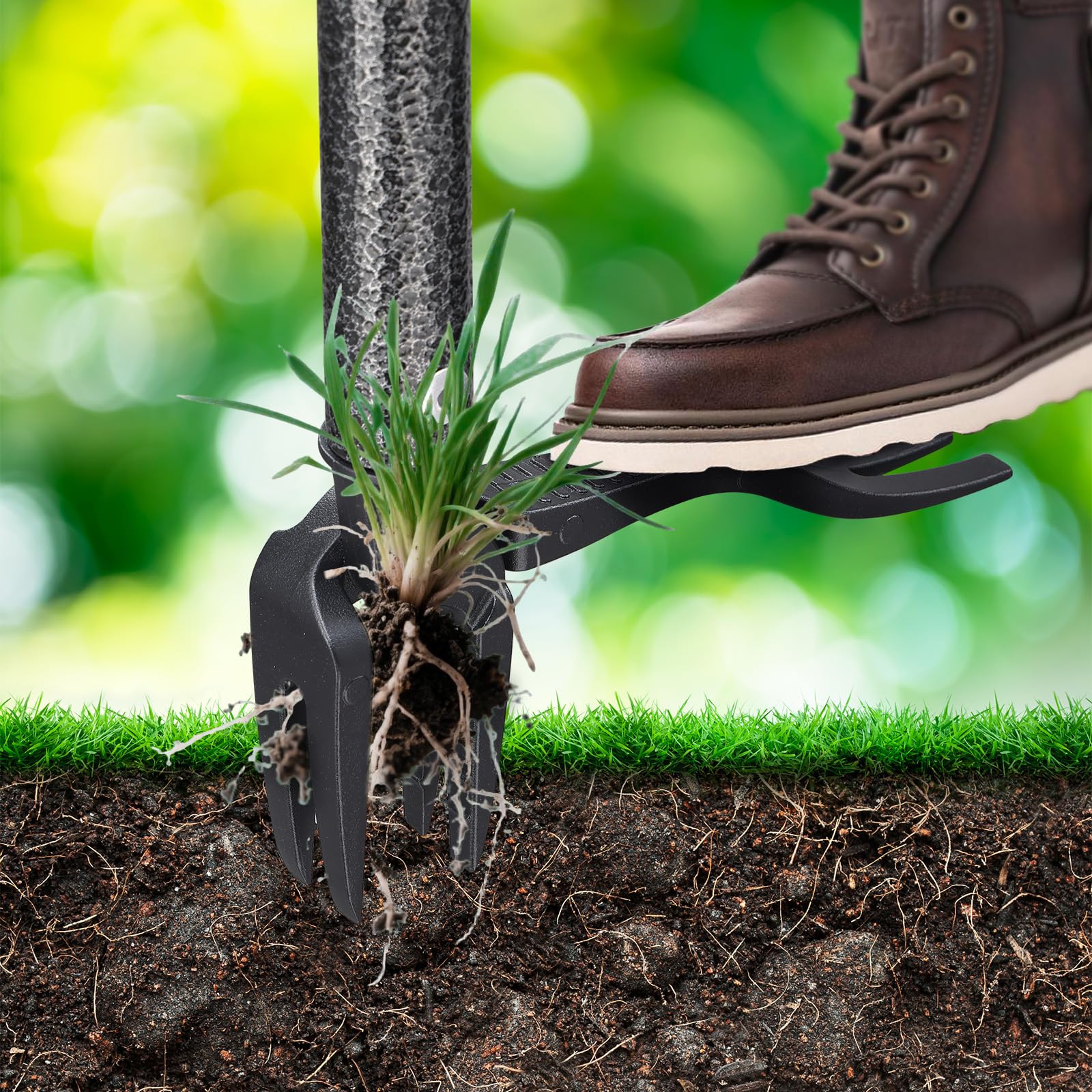 EUIJOIP weed puller head in action, lightweight aluminum design for easy weeding